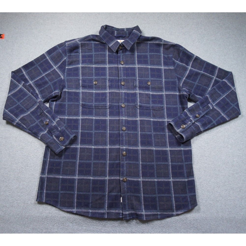 Marine Layer Shirt Mens Large Blue Button Down  Plaid Flannel Long Sleeve Casual